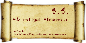 Várallyai Vincencia névjegykártya